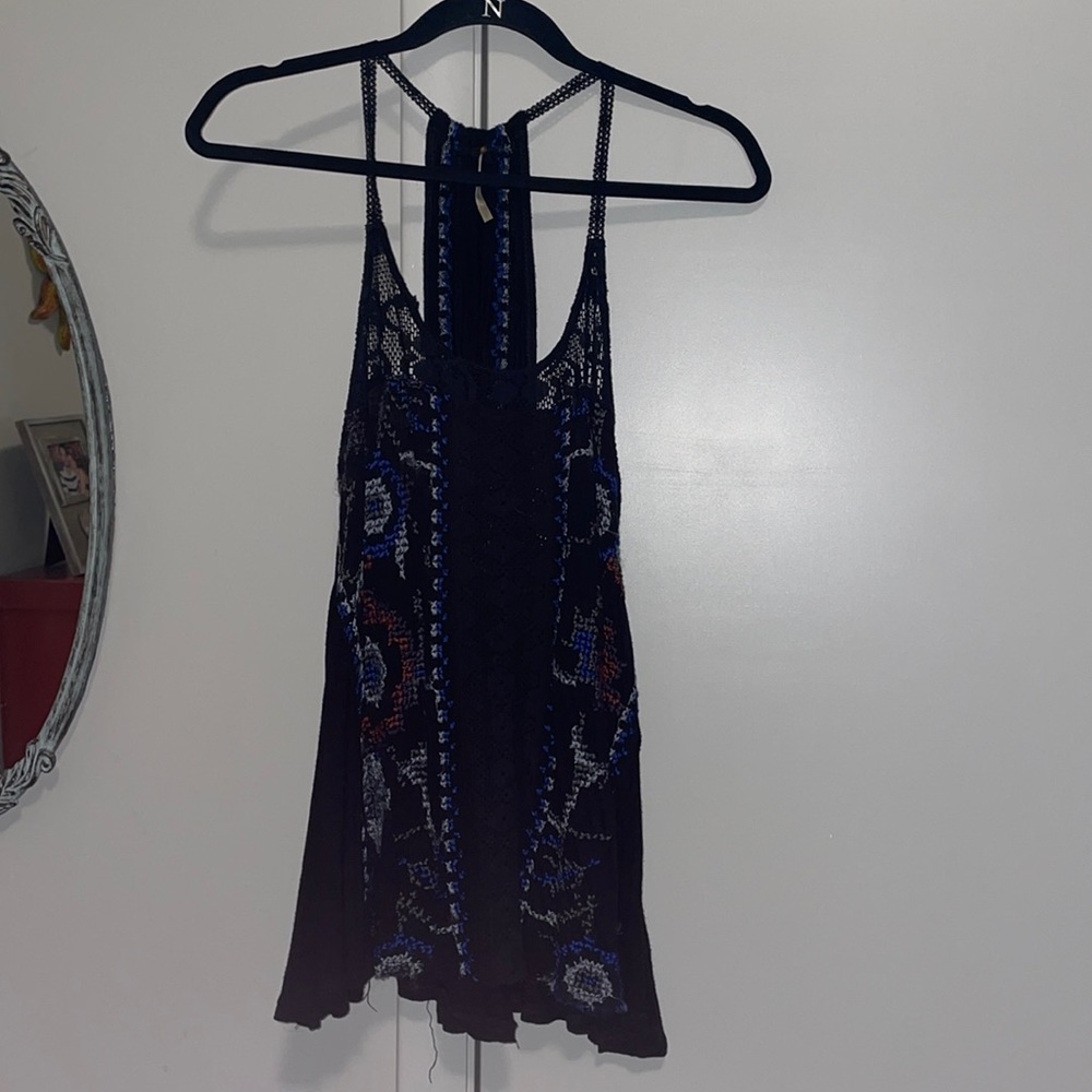Black embroidered tank